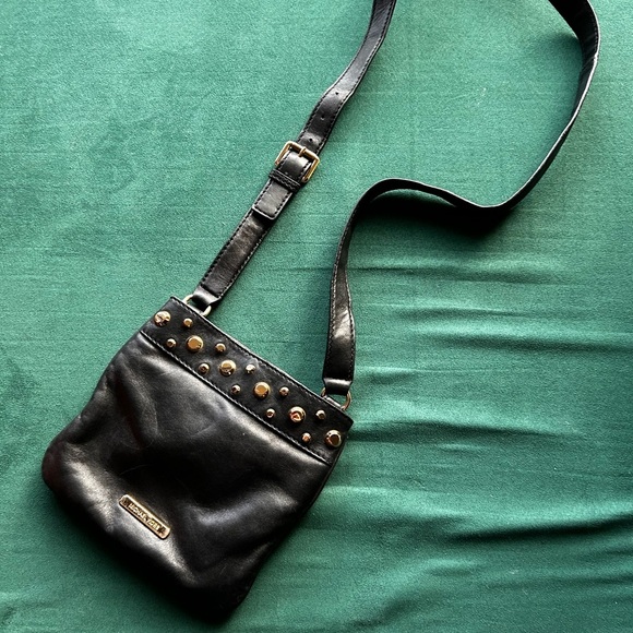 Michael Kors Black Leather Crossbody Bag with gold studs - Picture 1 of 16